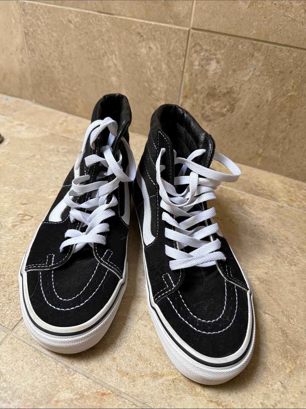 Vans Black and White Sk8-Hi Sneakers
